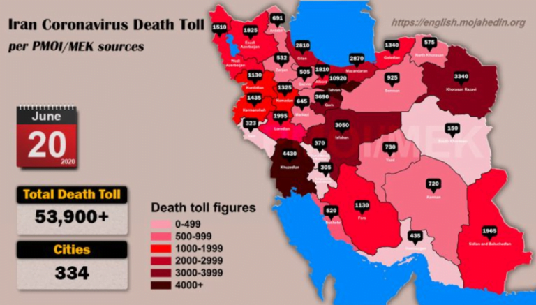 Iran: Coronavirus death toll in 334 cities exceeds 53,900