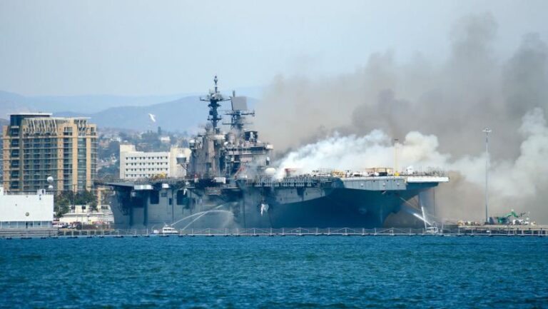 Iran commander claims US Navy warship fire is ‘insider arson’