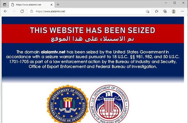 Notices on Iran-linked websites say they have been seized by U.S.
