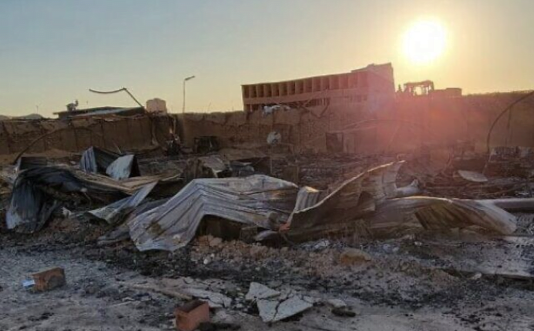The damaged al-Tanf base in southern Syria is seen a day after it was apparently struck by Iranian IRGC drones, on October 20, 2021.